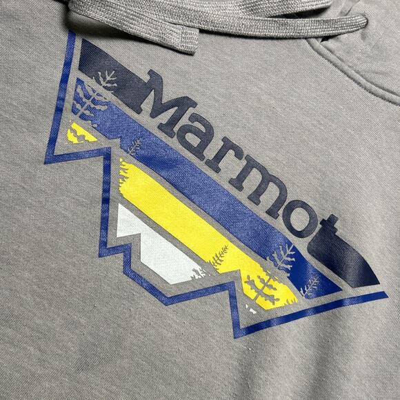 Marmot Hoodie Mens Small Hoody Mountain Pullover Gray Gym Hiking Casual - Picture 2 of 14